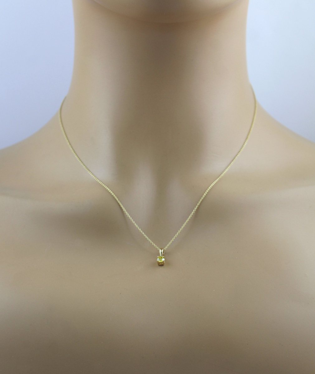 Brillantkette Anhänger Gold 585 14K gelber Natur Diamant 0.25ct 45