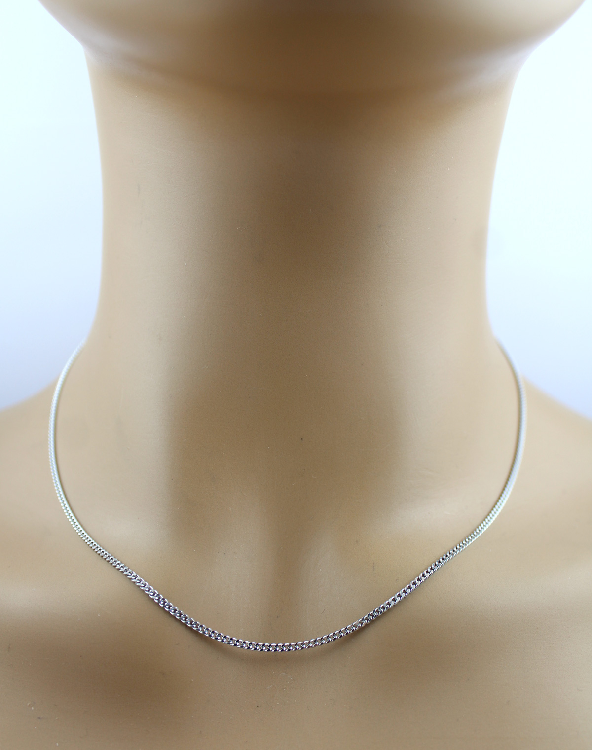 Curb Chain 1.7mm White Gold 585 14 Karat solid polished 50