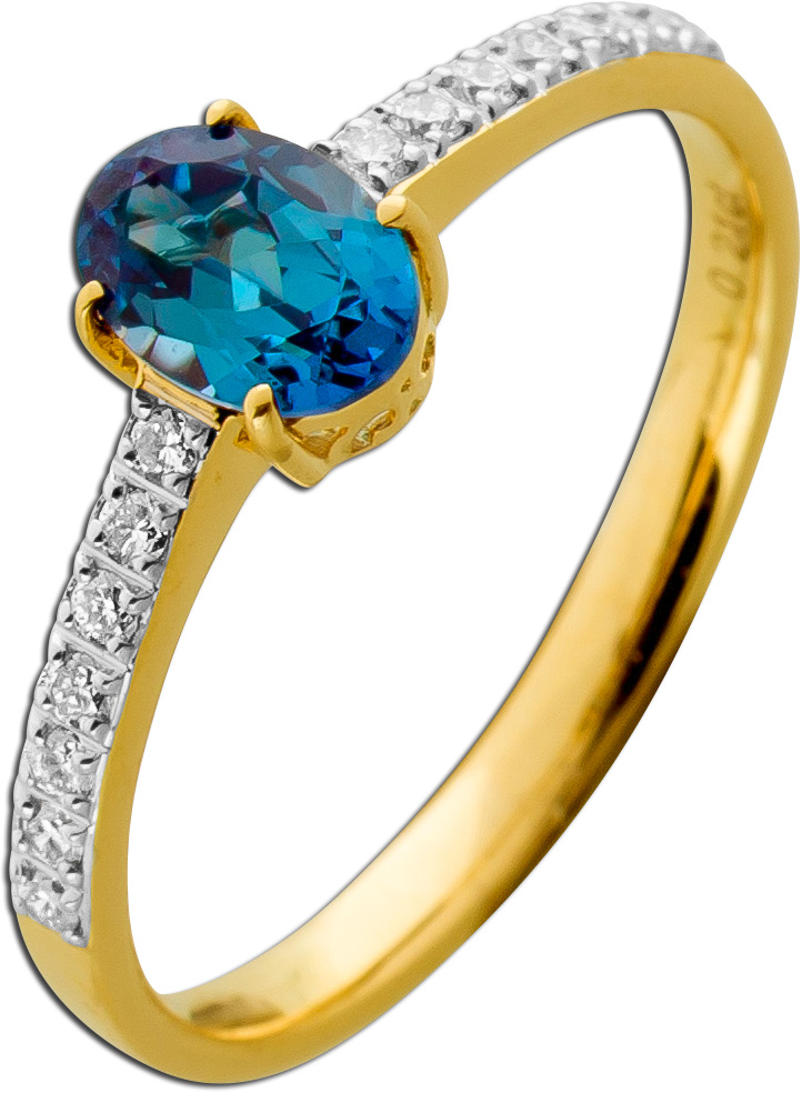 Alexandrit Ring Gold 585 14K Lab Grown Diamanten 19