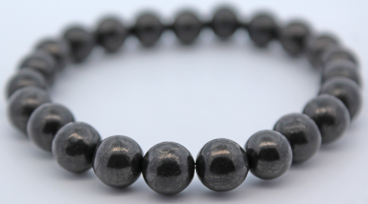 Shungite Bracelet Black Natural Gemstones Flexible 18