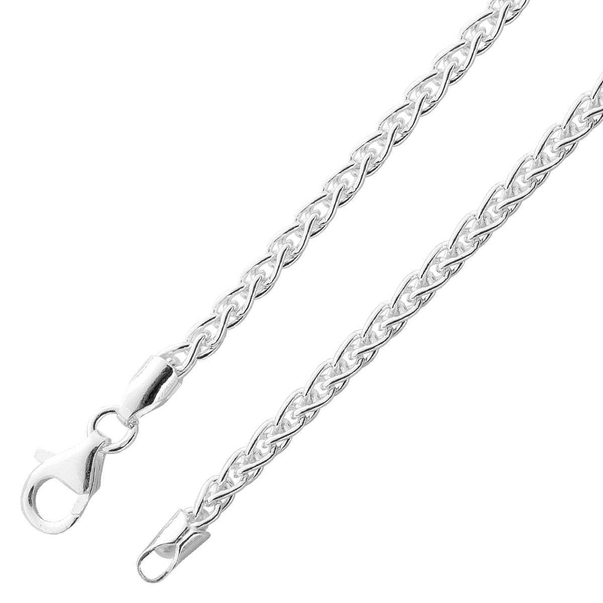 Zopfkette 2,3mm Silberarmband massiv Sterling Silber 925 poliert 19