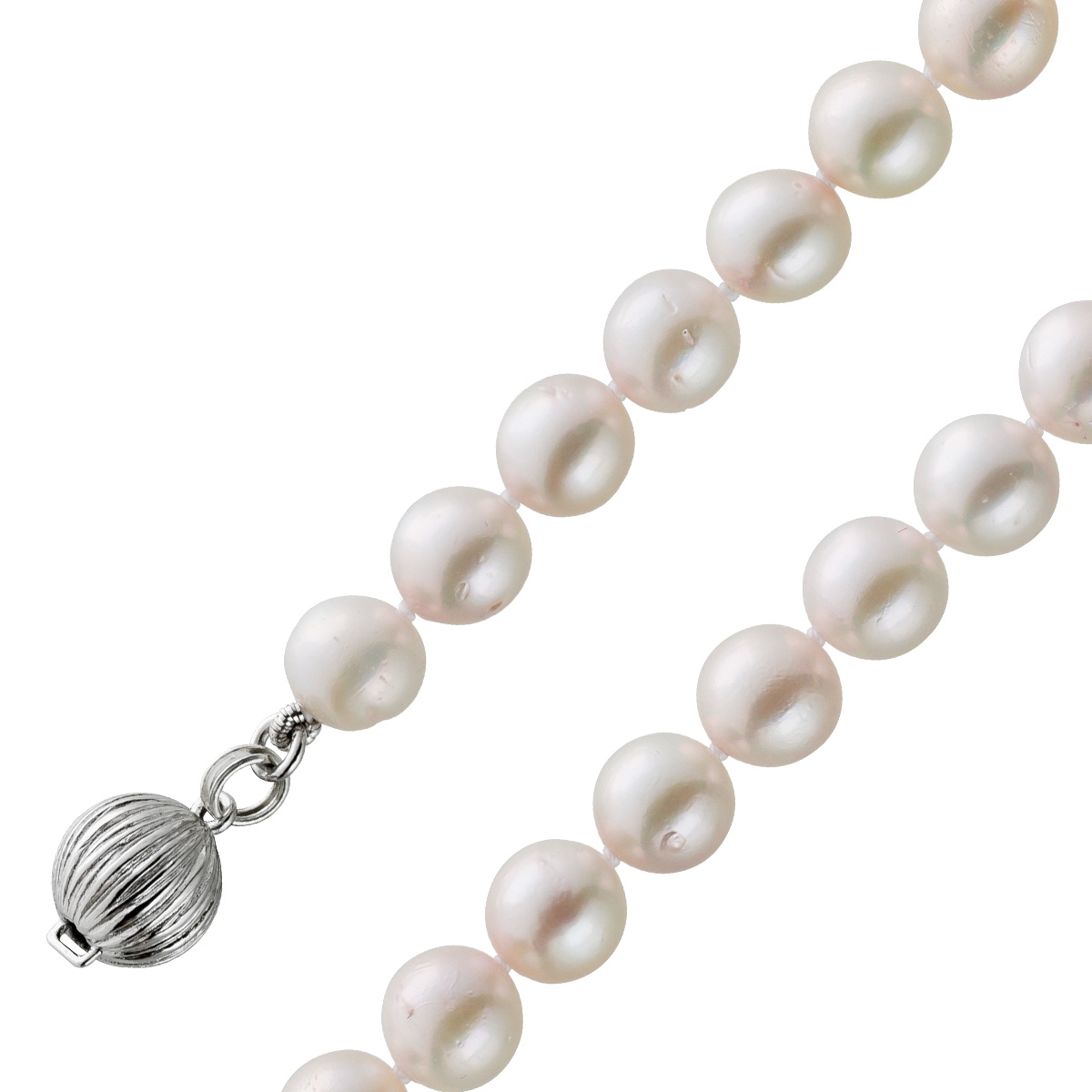 Perlenkette 41cm Japanische Akoyaperlen 8mm Silber 925 40