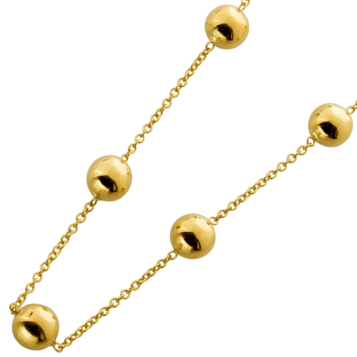 Ankerkette Gold 375 9 Karat Kugelanhänger 8mm 45
