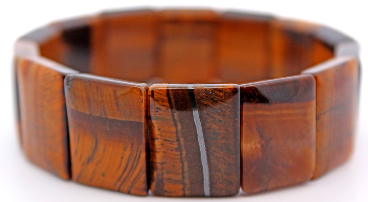 Tiger's Eye Bracelet Gold Brown Natural Gemstones Flexible 20