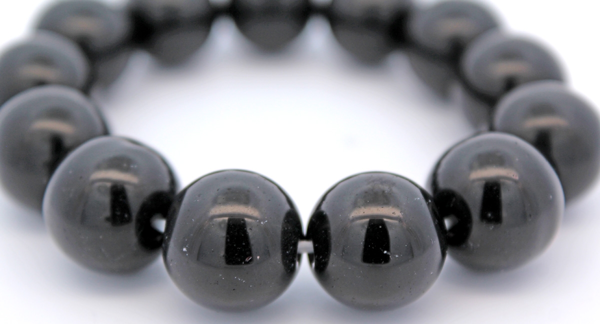 Obsidian Bracelet Black Natural Gemstones Flexible 20