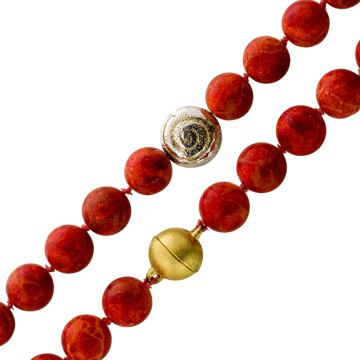 Korallenkette Gold vergoldet Sardische ochesnblutrote Korallen Antikschmuck 51