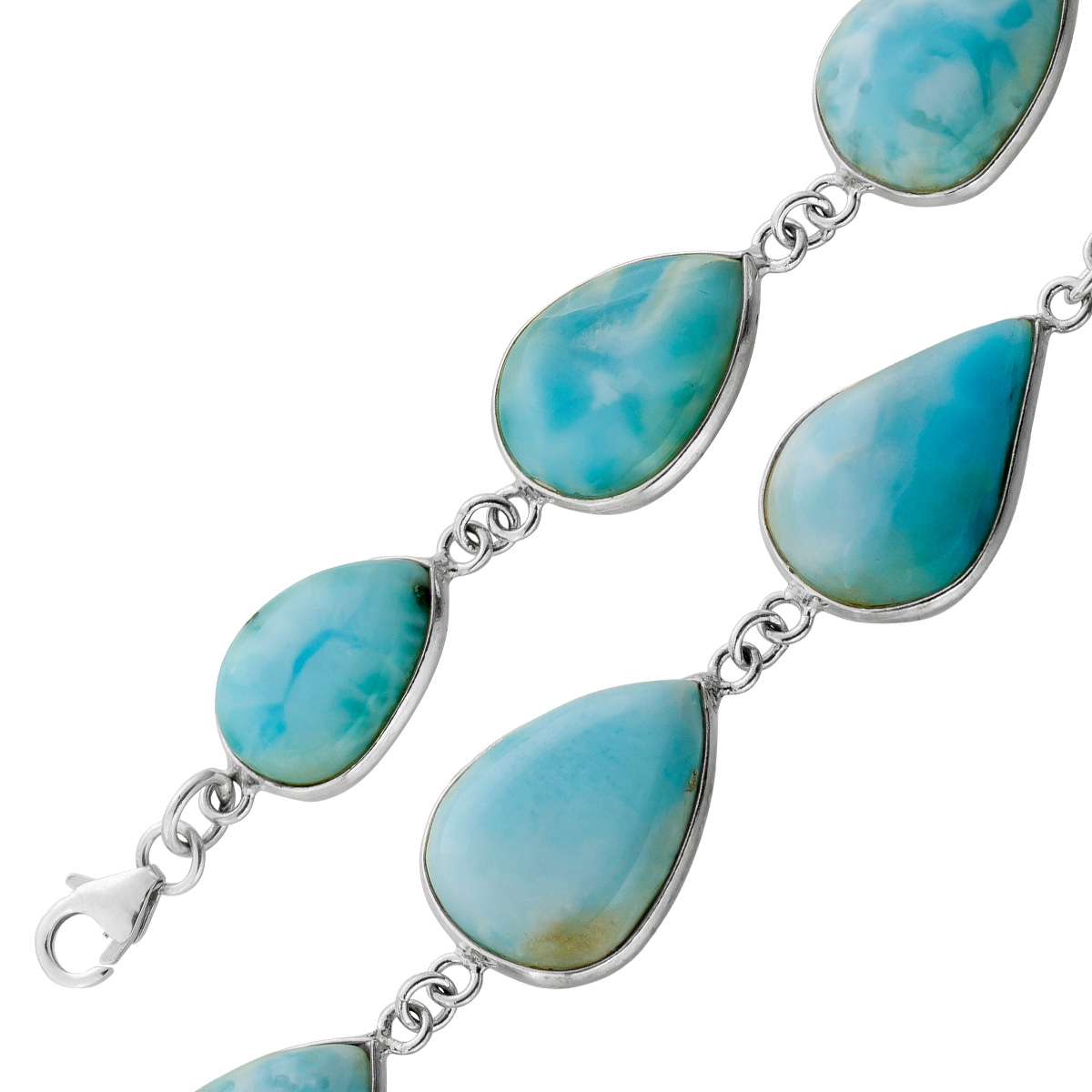 Larimar Armband Silber 925 hellblaue Larimar Edelsteine 76ct 20