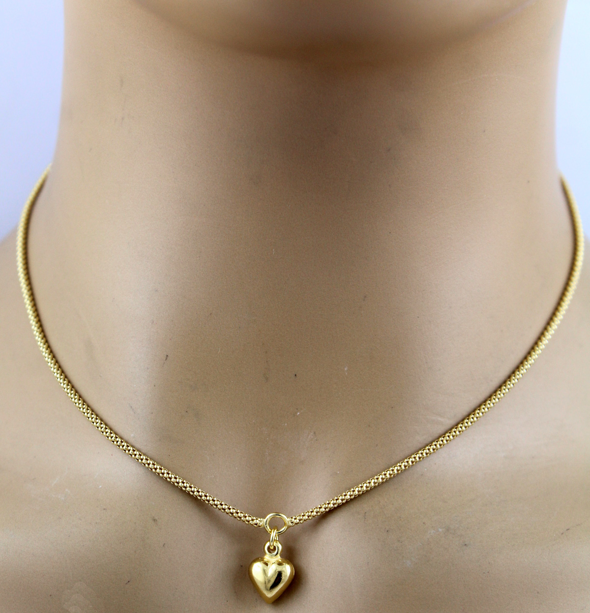 Necklace Heart Pendant Silver 925 Yellow Gold Plated 45