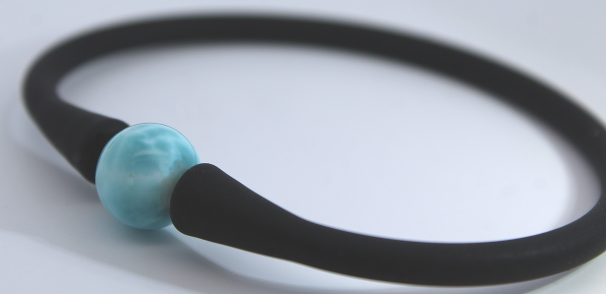 Larimar Bracelet Silicone Sky Blue Natural Gemstone 18