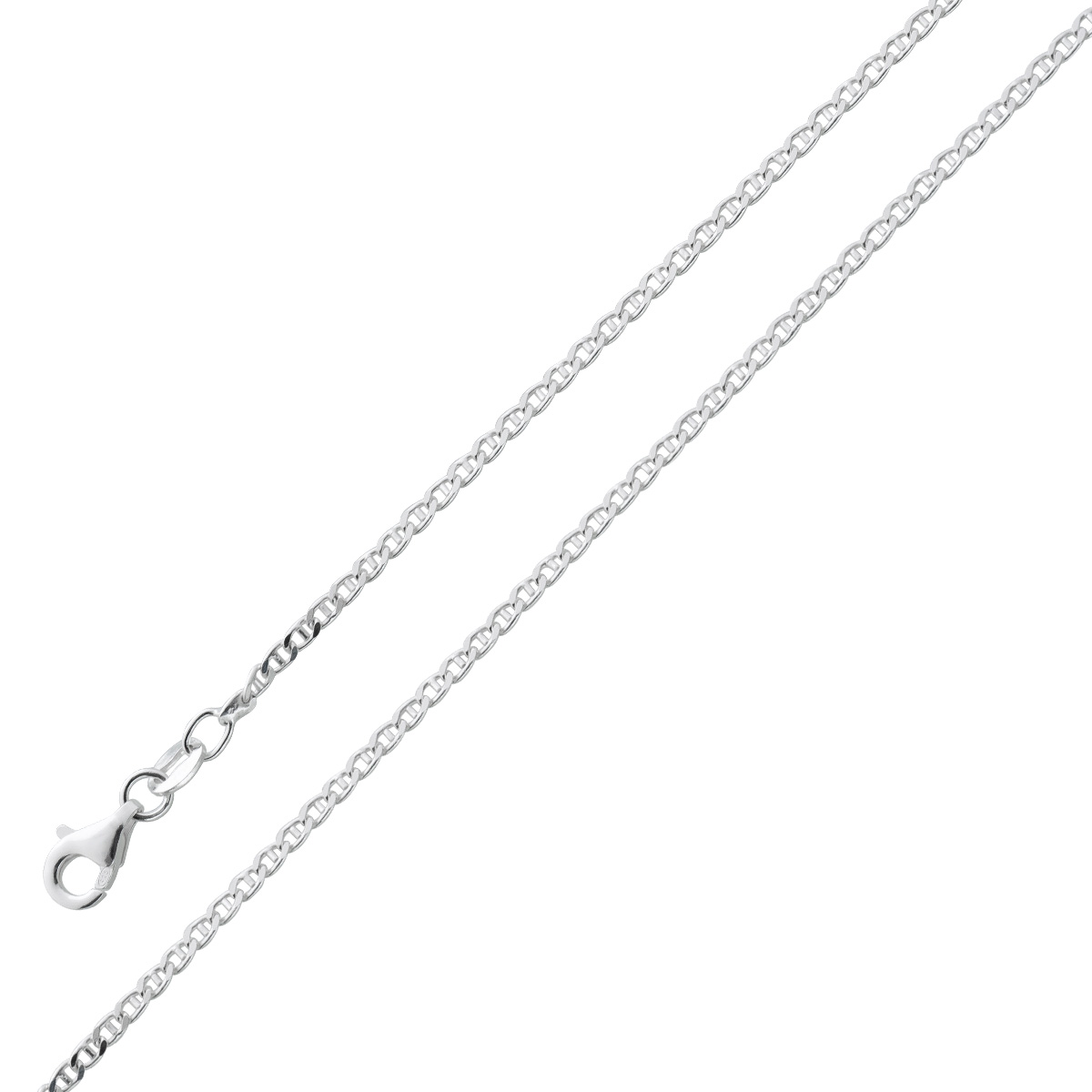 Panzerkette 1,7mm Armband Silber 925 rhodiniert 18