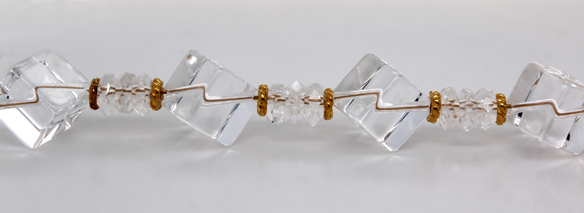 Rock Crystal Neck Ring Gold Plated Transparent Natural Gemstones 45