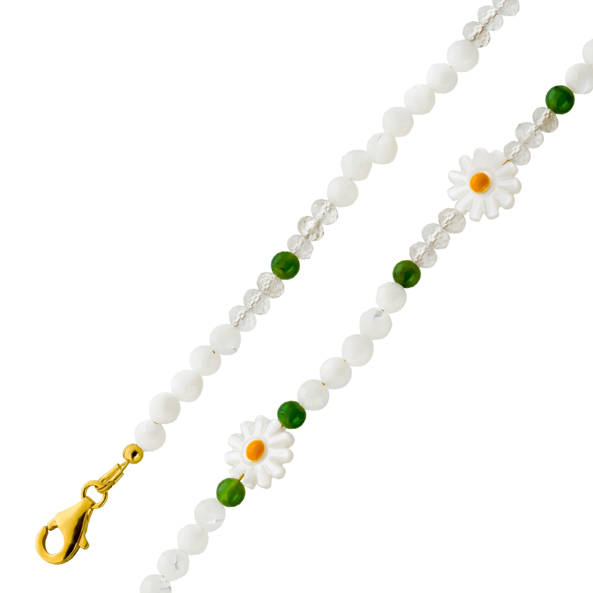 Mother-of-pearl Necklace silver gold-plated rock crystal jade natural gemstones 50