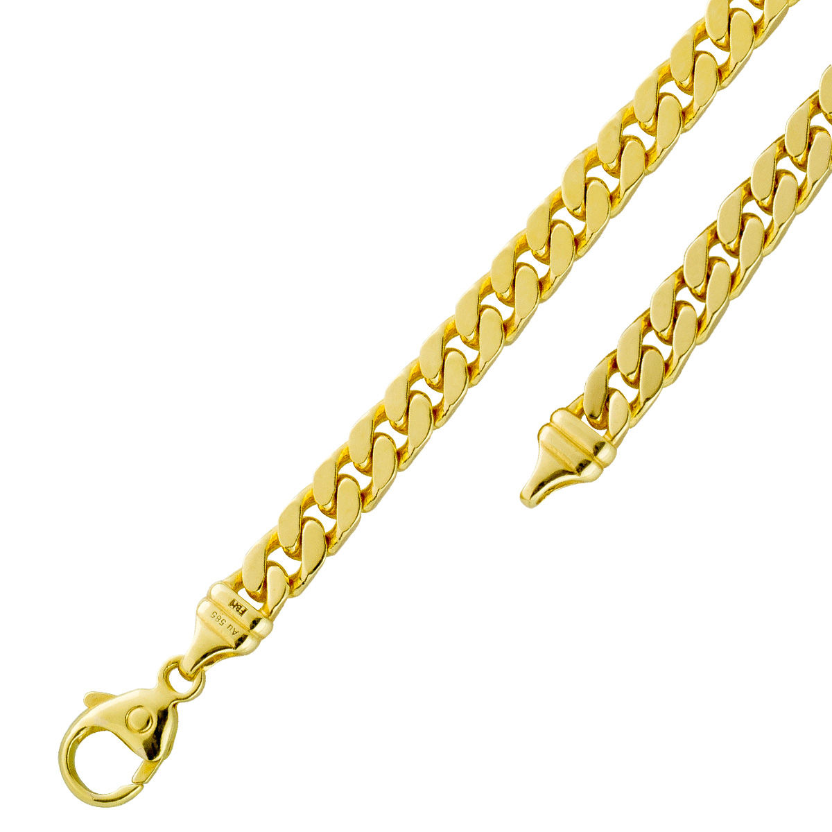 Panzerkette Armband 4,8mm Gold 585 14 K massiv poliert Cuban Link 21