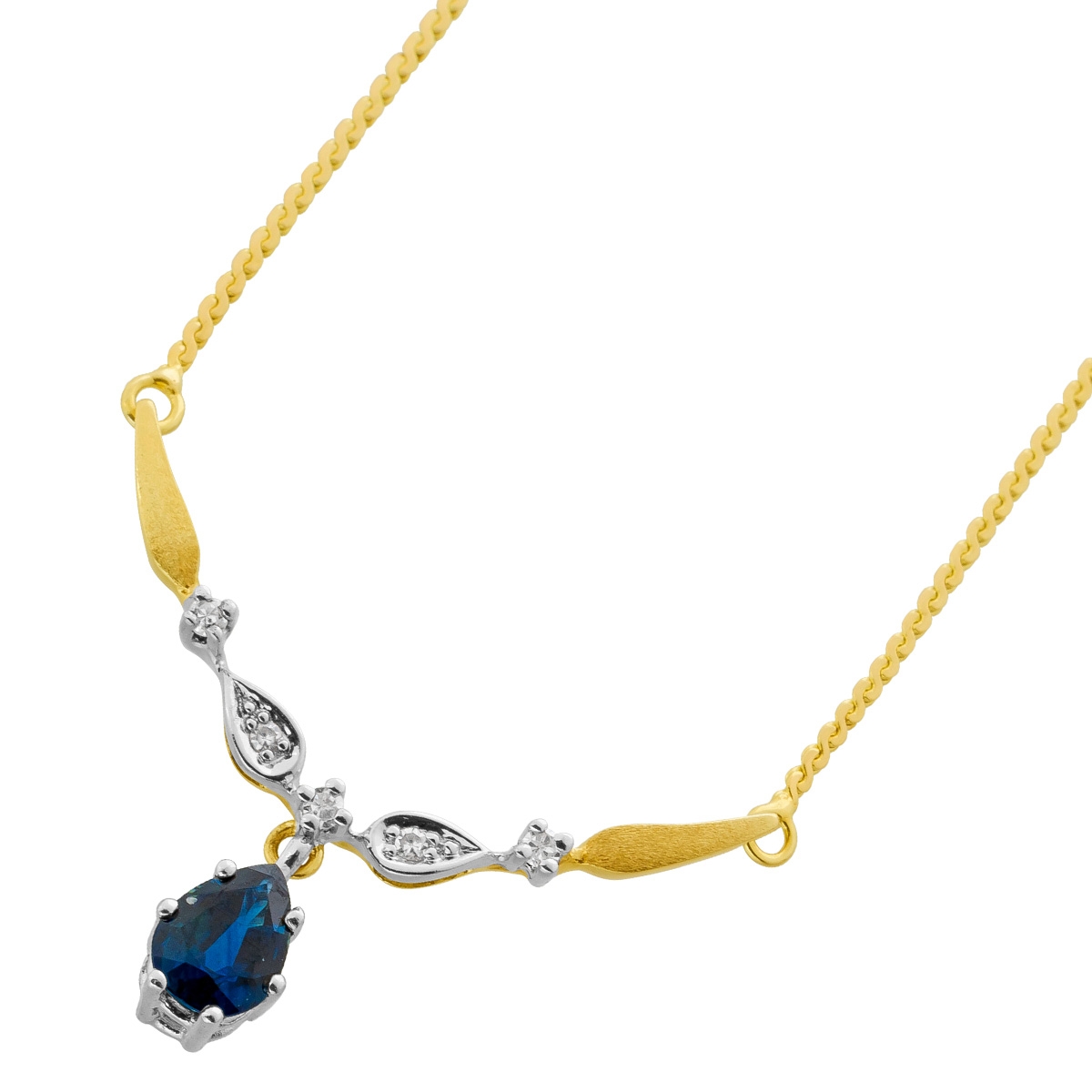 Zopfkette Anhänger Gelbgold 585 Diamanten 0.05ct blauer Saphir 0.50ct 42 Zopfkette Anhänger Gelbgold 585 Diamanten 0.05ct blauer Saphir 0.50ct 42