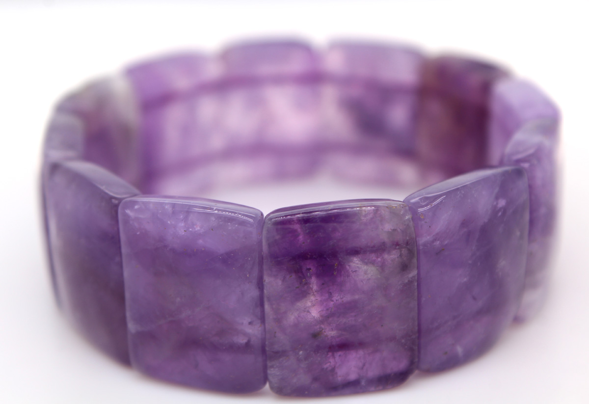 Amethyst Bracelet Dark Purple Gemstones Flexible 19