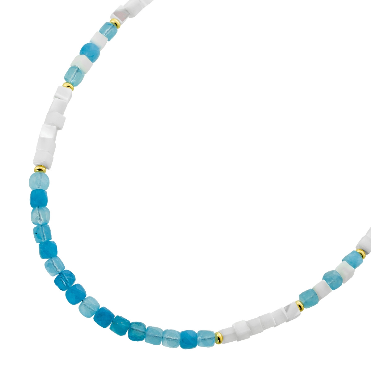 Aquamarine Mother-of-Pearl Chain Gold-Plated Natural Gemstones 44