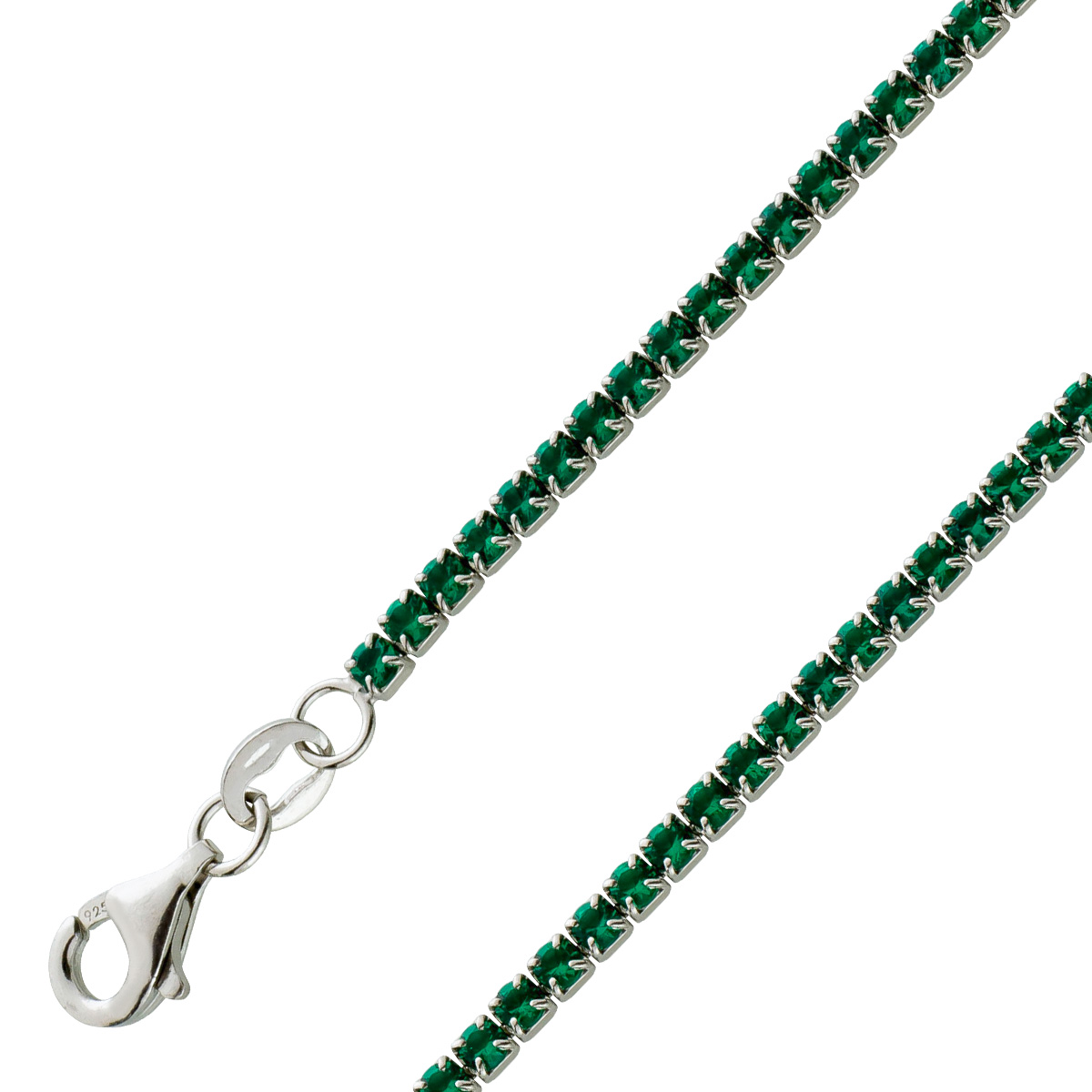 Tennis Armband Silber 925 Weißgold Optik grüne Zirkonia Peridot Look 18 Tennis Armband Silber 925 Weißgold Optik grüne Zirkonia Peridot Look 18