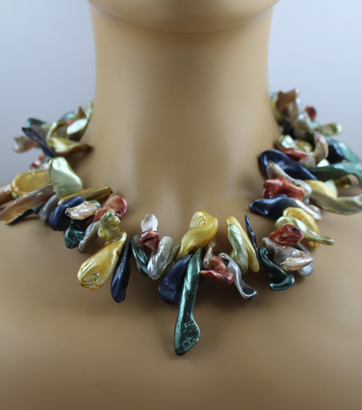 Perlenkette 44cm Silber 925 Süßwasser Perlen gelb rot grün blau 44