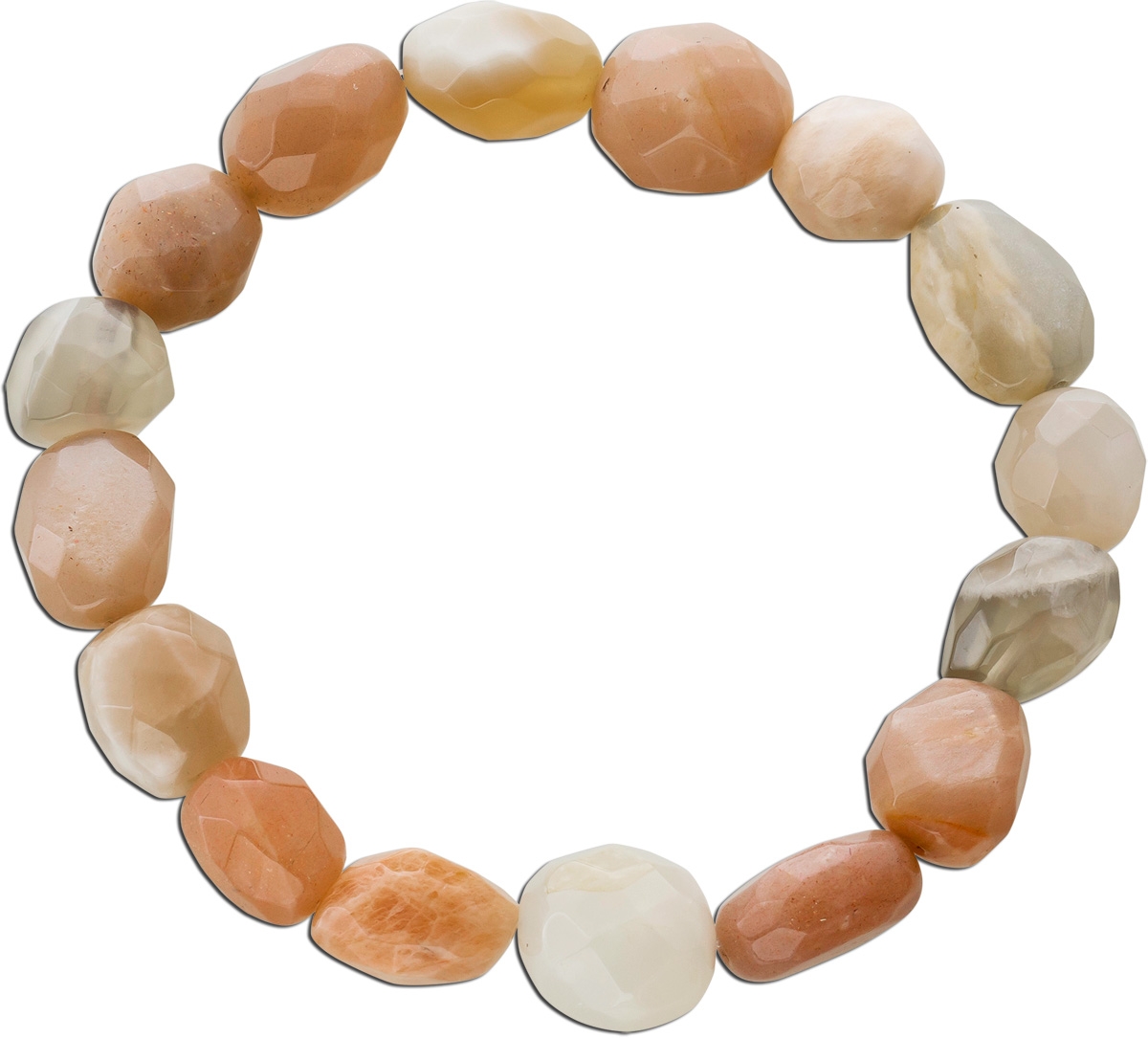 Moonstone Bracelet White Orange Nuggets 10-3mm 19