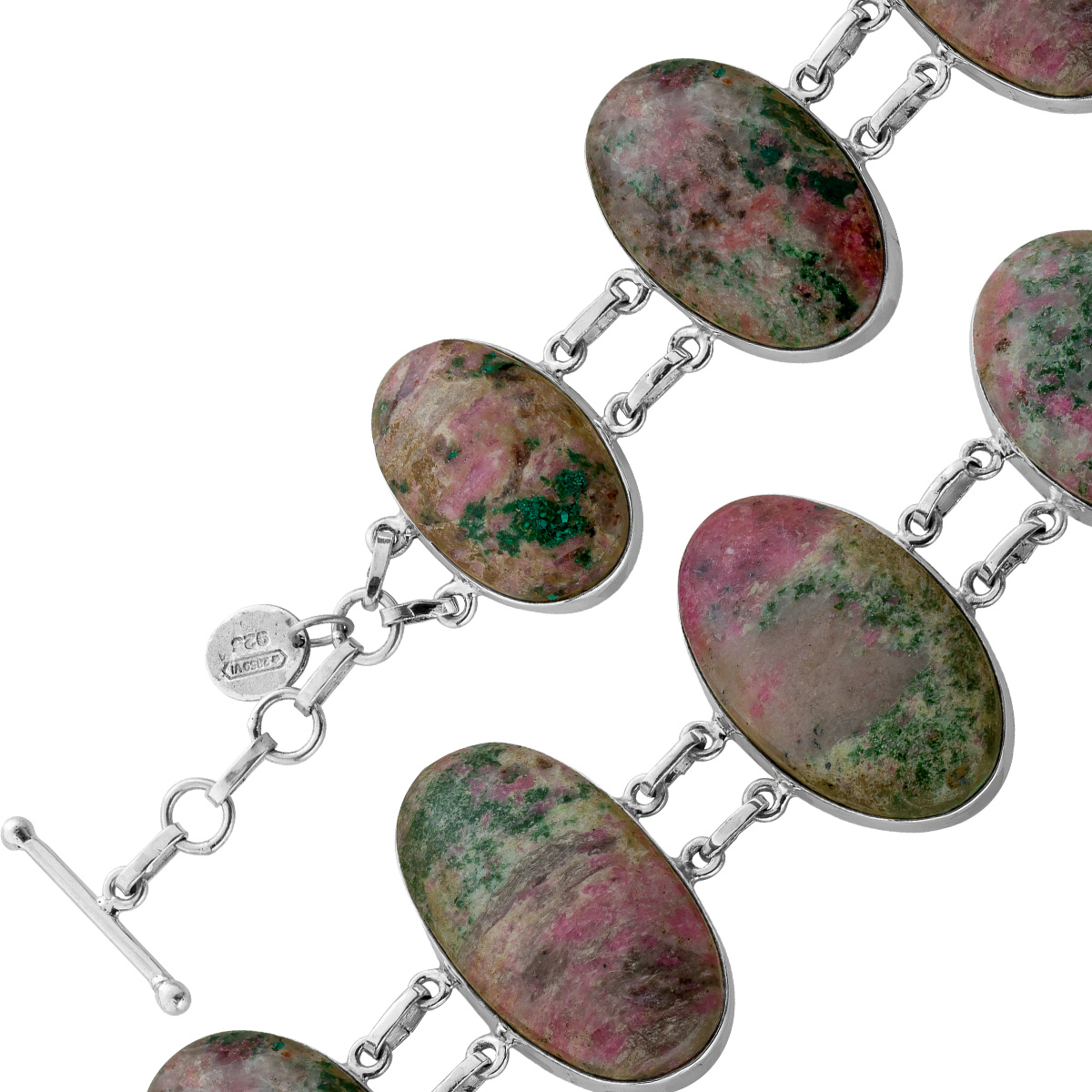 Cobalt Calcit Armband Silber 925 grün pinke Edelsteine 75ct 20