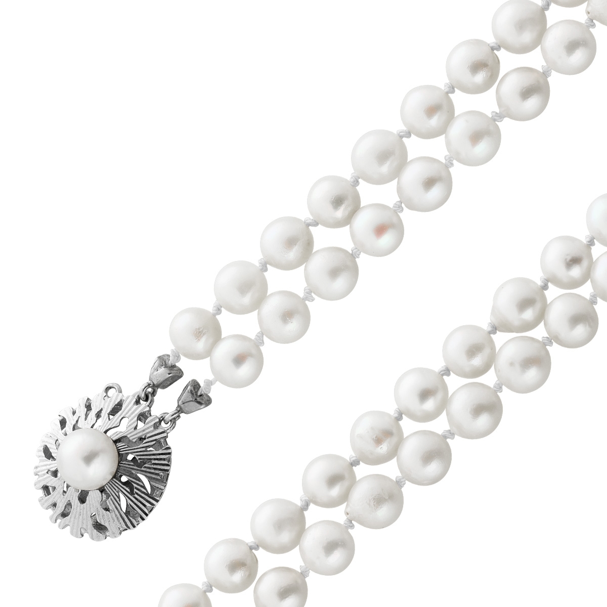 Perlenkette Japanische Akoyaperlen 7.1mm 2-reihig Silber 835 90 Perlenkette Japanische Akoyaperlen 7.1mm 2-reihig Silber 835 90