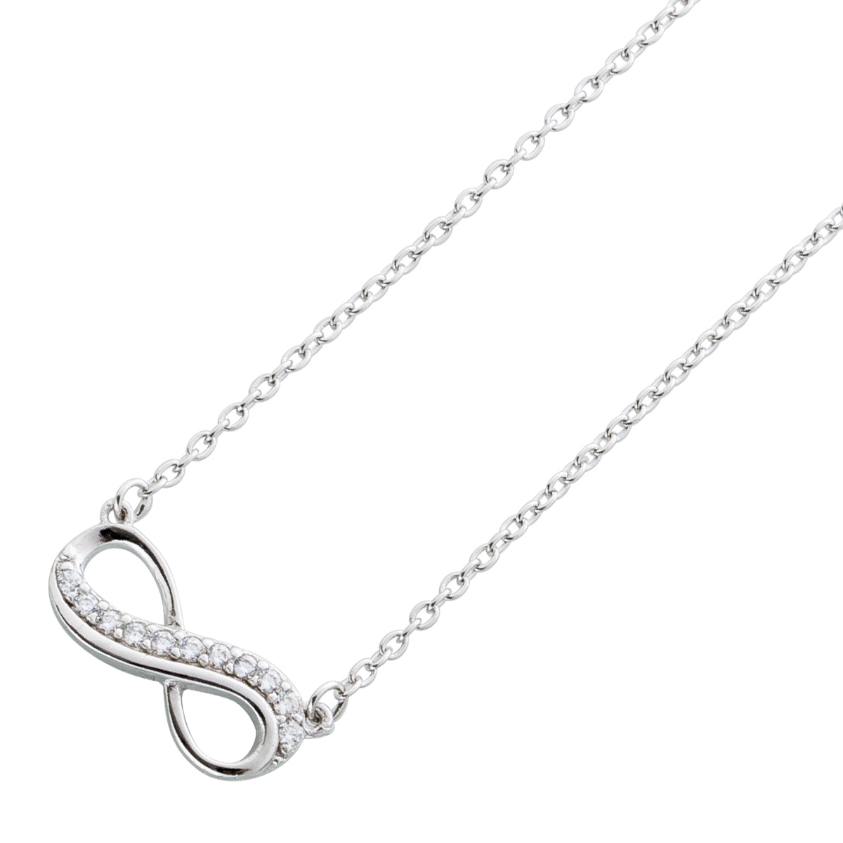 Infinity Collier Silber 925 weiße Zirkonia Steine 40