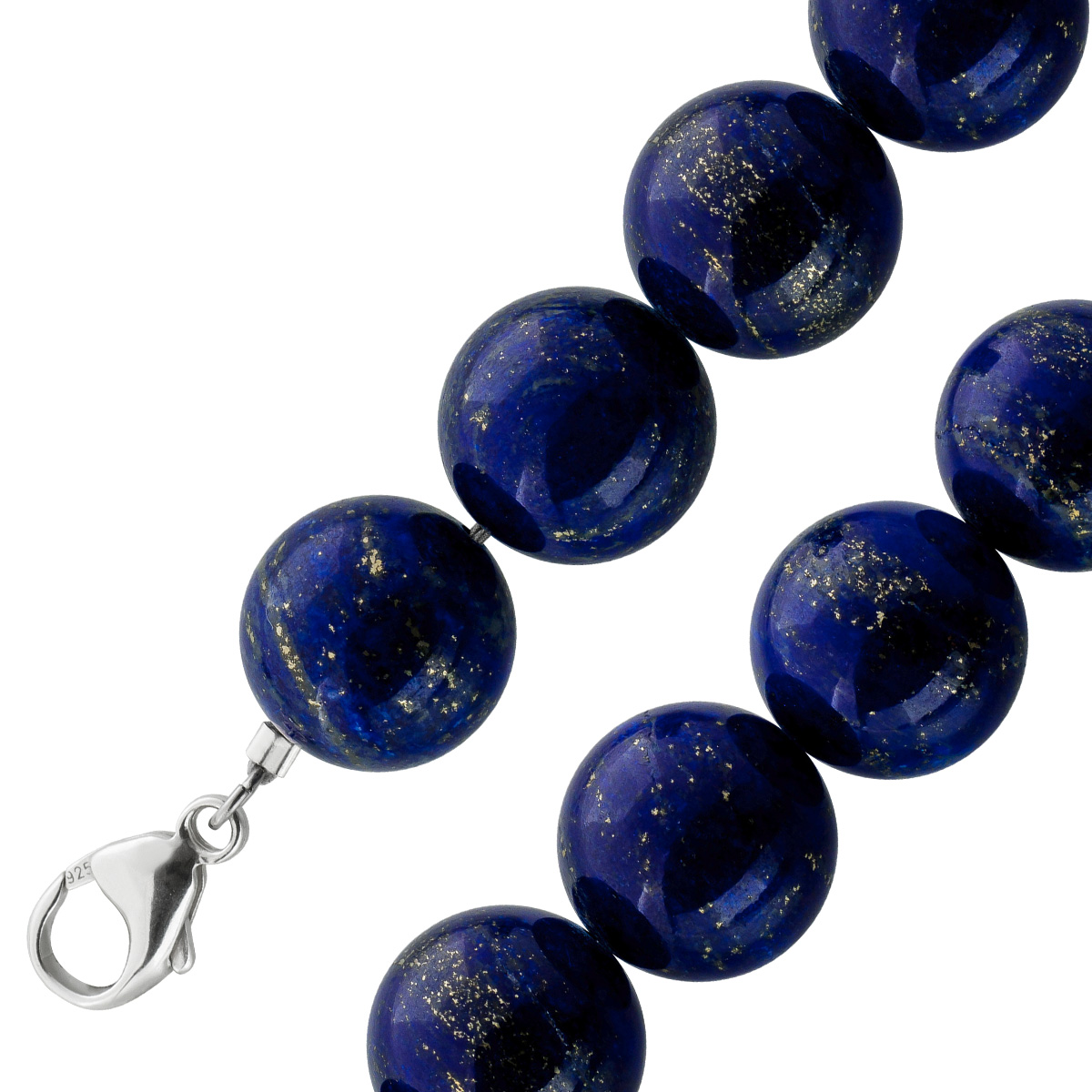 Lapiskette blauer Lapislazuli kugeln 16mm Edelstein 42