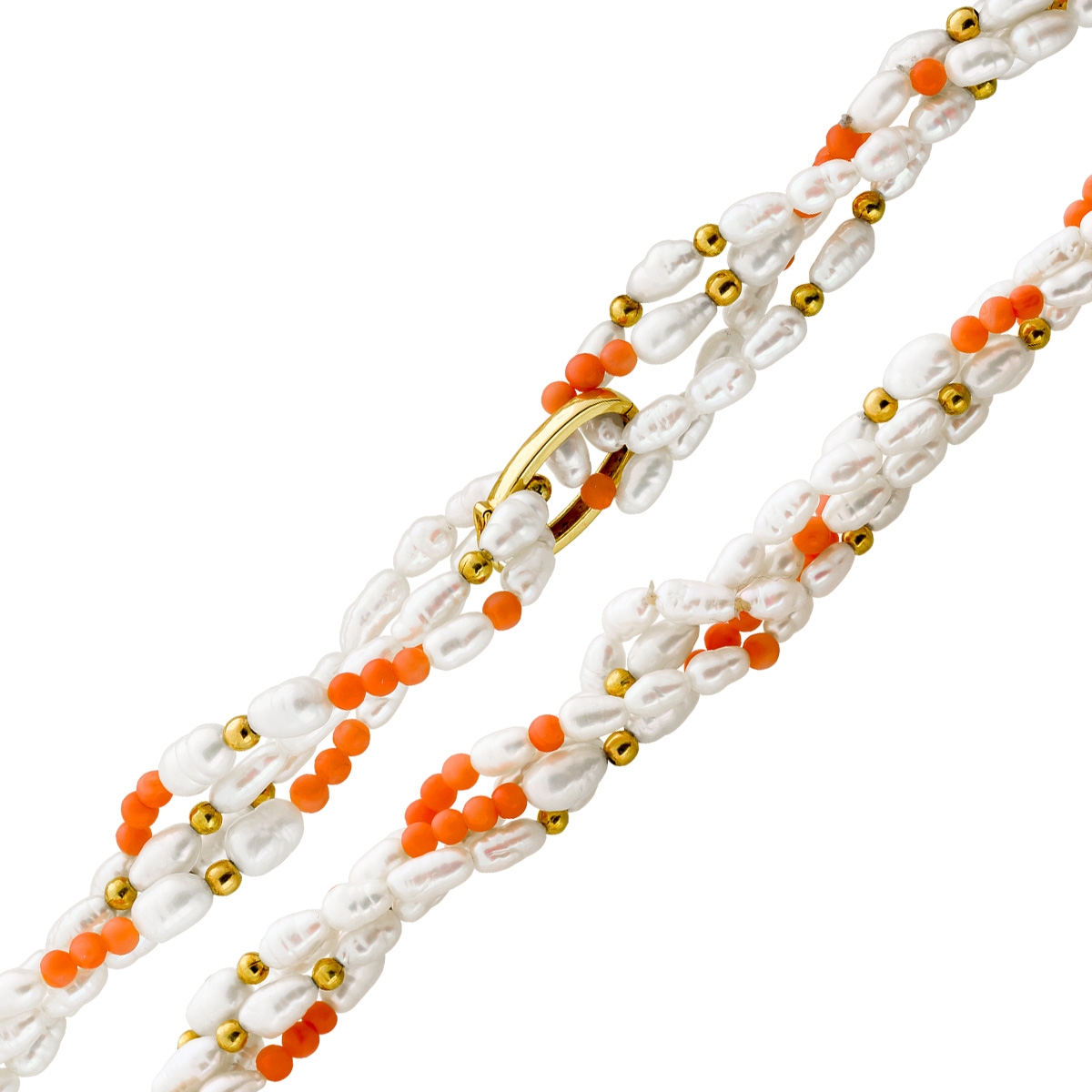 Perlenkette Süßwasserperlen 4-reihig Angel Skin 14 Karat Gelbgold 40 Perlenkette Süßwasserperlen 4-reihig Angel Skin 14 Karat Gelbgold 40