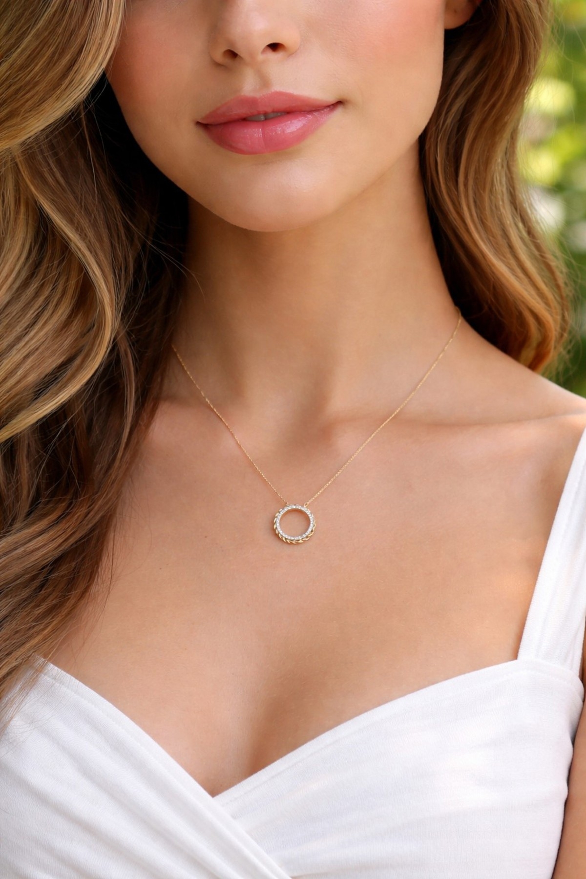 Diamond chain infinity Gold 585 14K natural diamonds 0.20ct 45