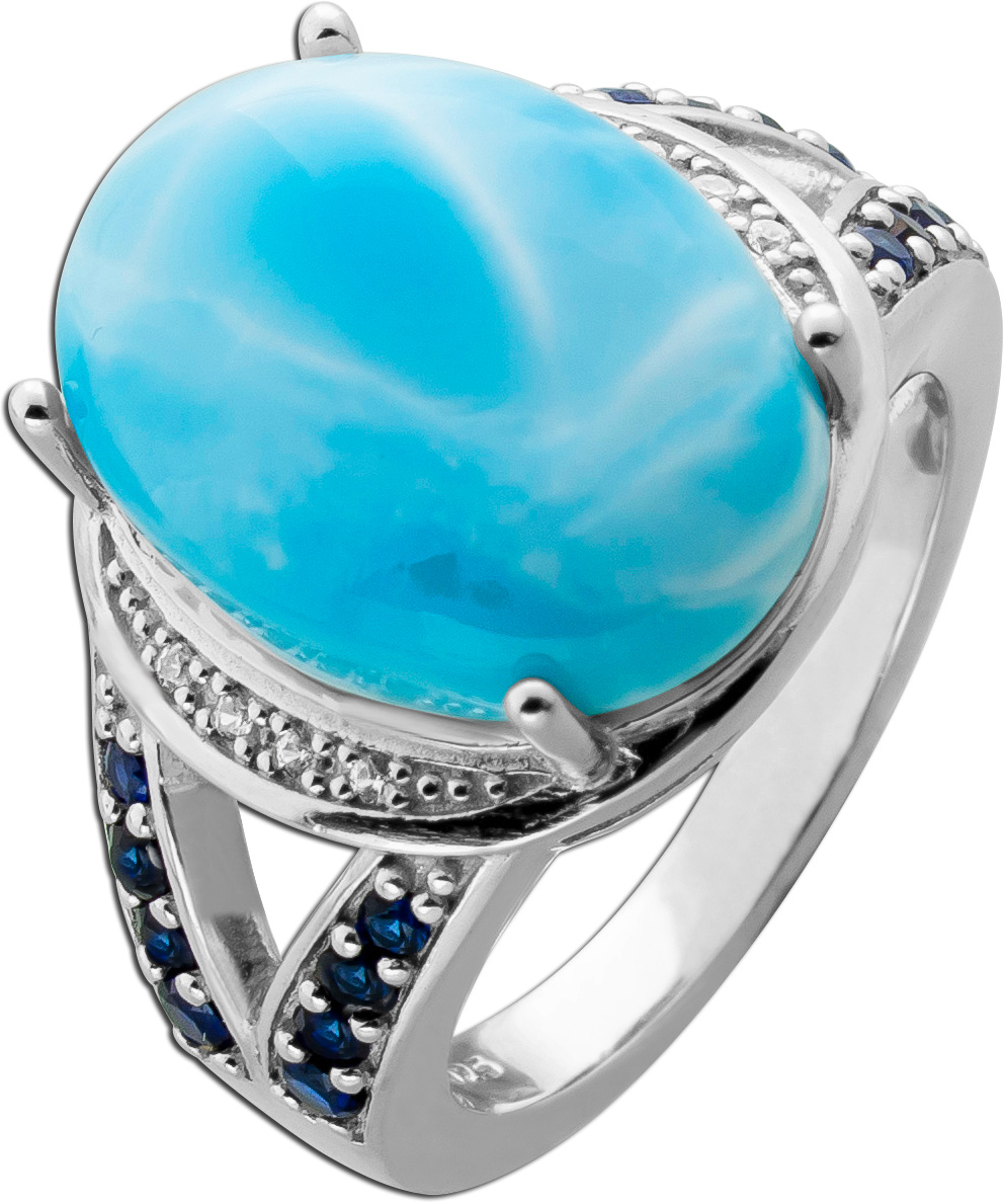 Larimar Ring Silber 925 blaue Lab Grown Saphire Zirkon Natur Edelsteine 17