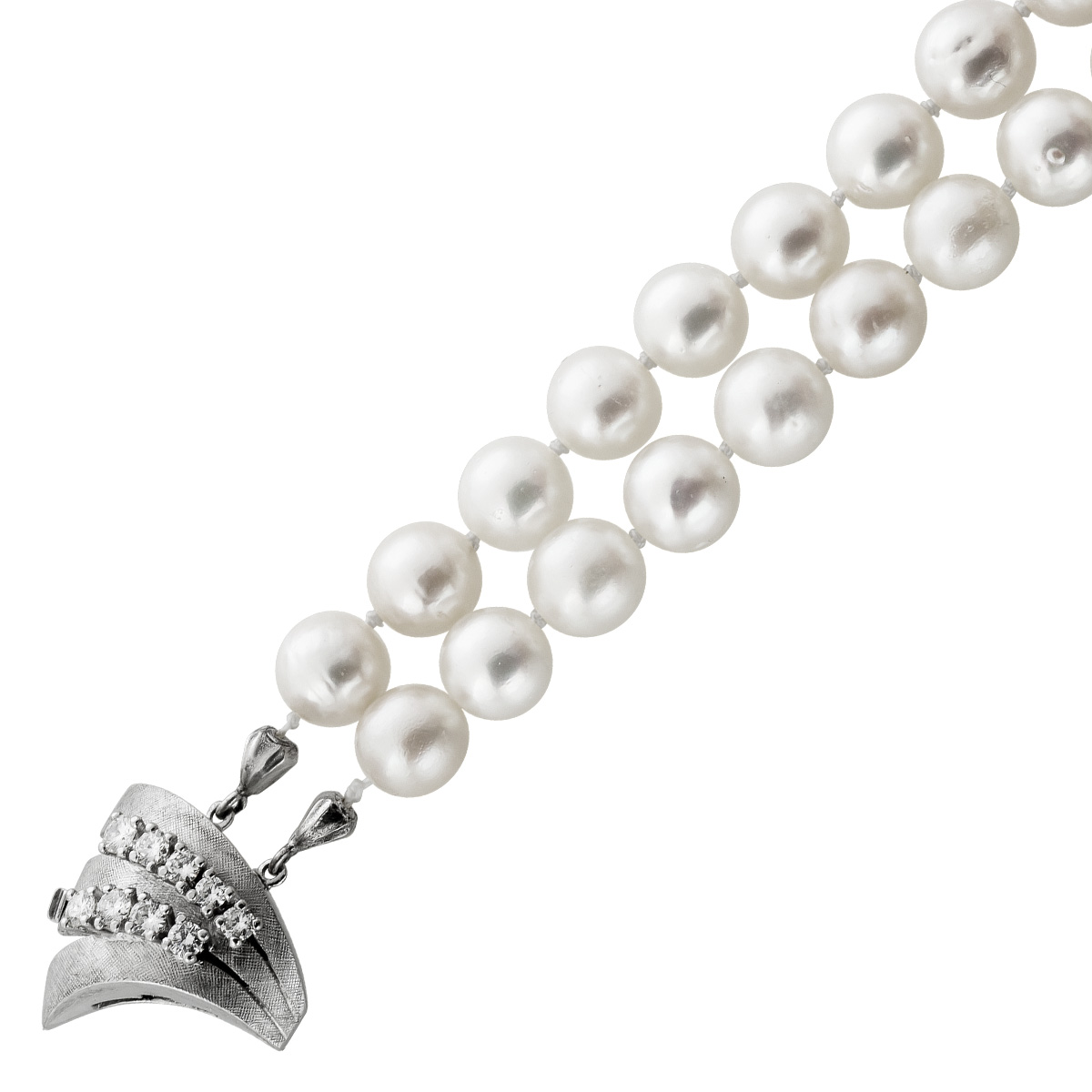 Kette japanische Akoyaperlen 7.9mm 9 Diamanten 0.45ct TW LP 45