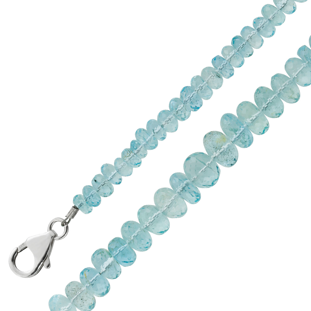 Aquamarin Kette ozean blaue Edelsteine 8mm 61 Aquamarin Kette ozean blaue Edelsteine 8mm 61