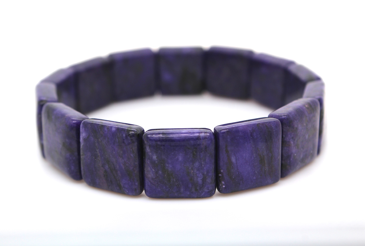 Amethyst Bracelet Flexible Purple Gemstones 19