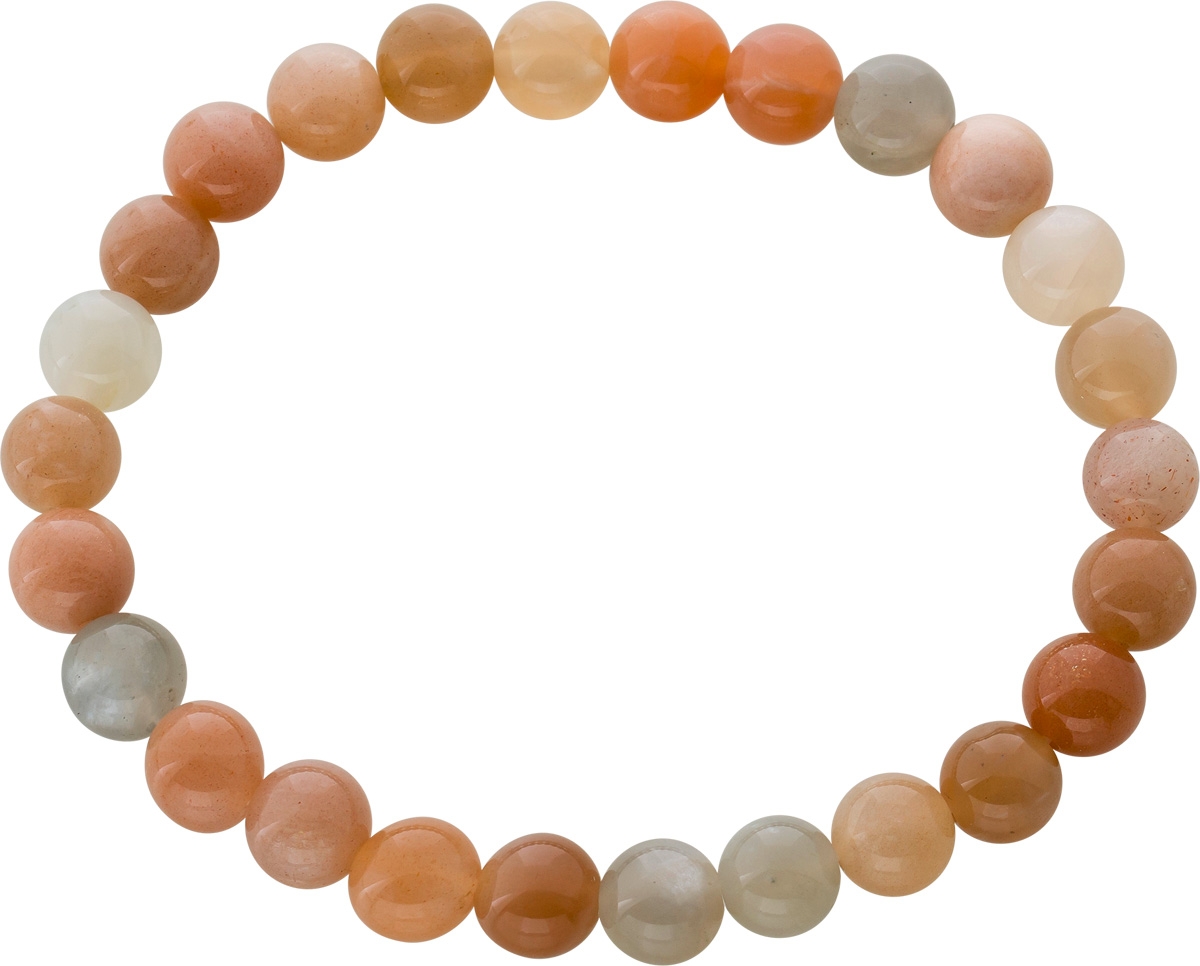 Moonstone Bracelet Gray Brown Red Spheres 8mm 19