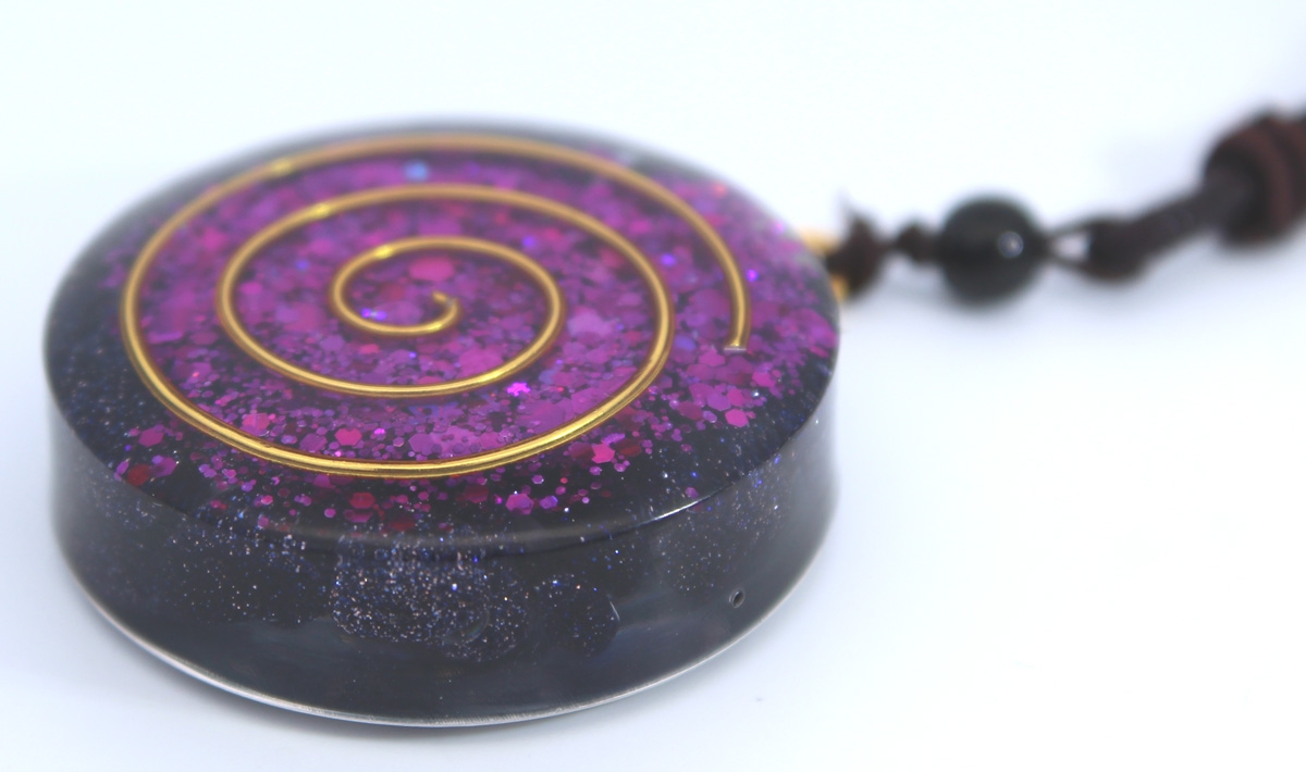 Orgone Necklace Pink Silvery Glitter Particles 36