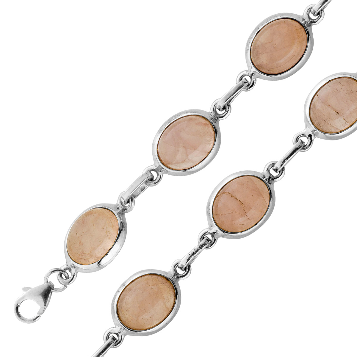 Rosenquarz Armband Silber 925 rosa Edelsteine 27.5ct 21