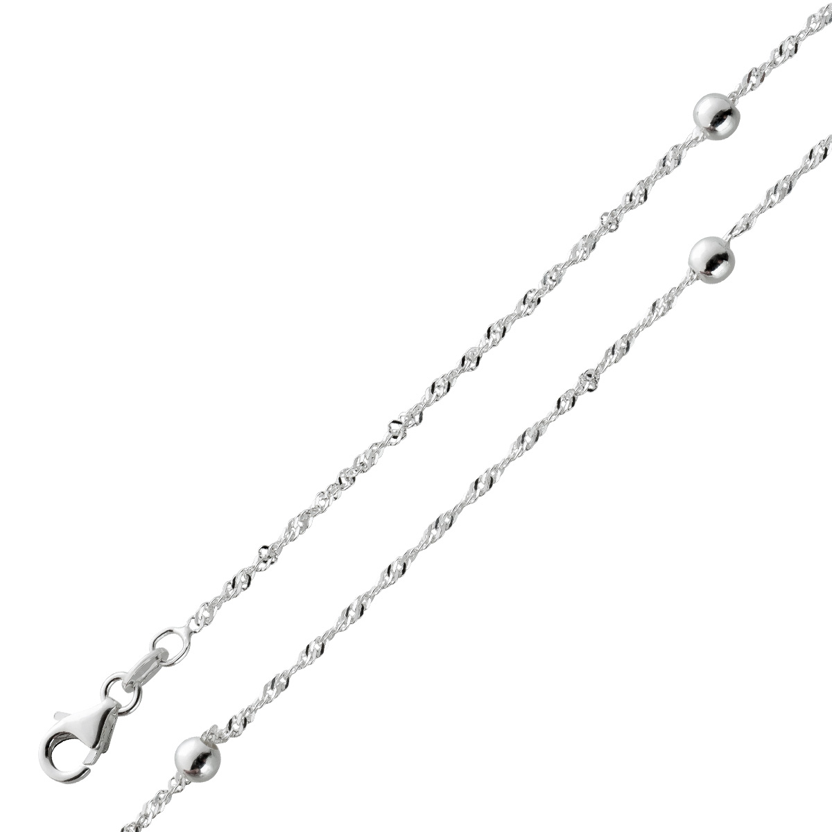 Singapurkette Silber 925 Kugel Zwischenteile Halskette 45 Singapurkette Silber 925 Kugel Zwischenteile Halskette 45