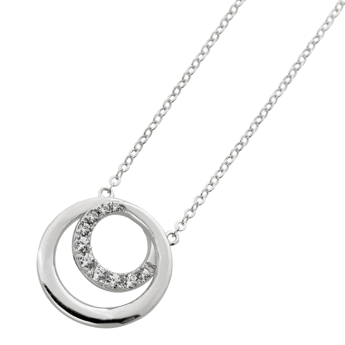 Halskette Anhänger Sterling Silber 925 weiße Zirkonia Steine 47