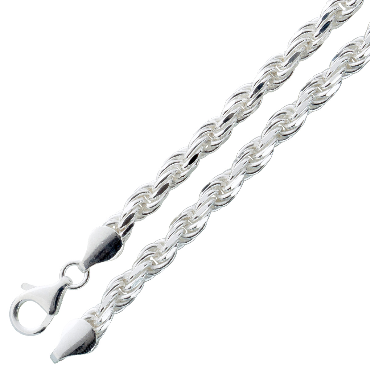 Kordelkette 4,3mm Silberarmband Sterling Silber 925 massiv 45