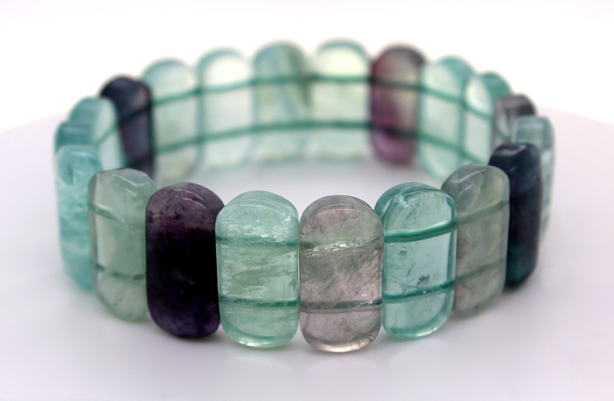 Fluorite Bracelet green moss green violet Gemstones 20