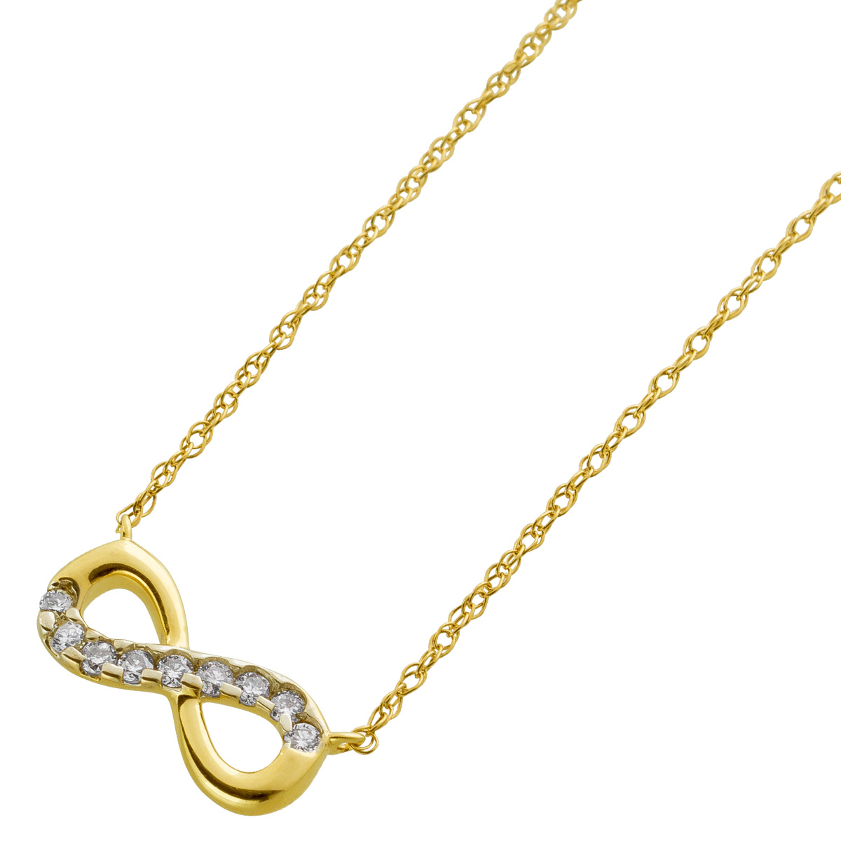 Infinity Kette Gold 585 14 Karat Natur Diamanten 0.10ct 45