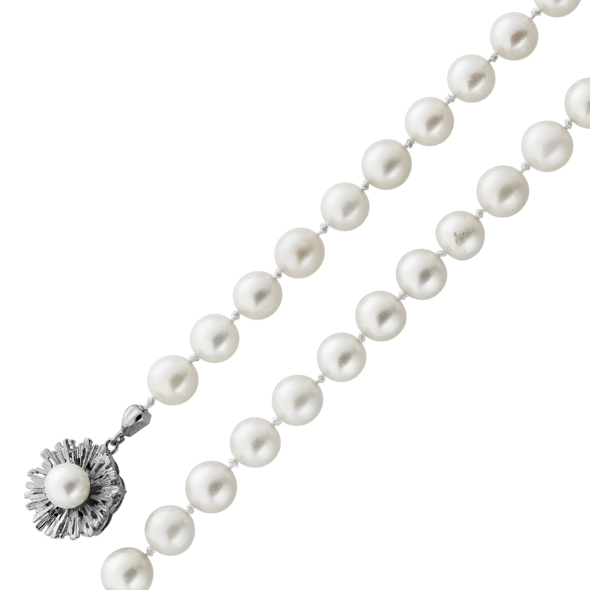 Perlenkette 45cm Weißgold 585 14K Akoyaperlen Antikschmuck 45