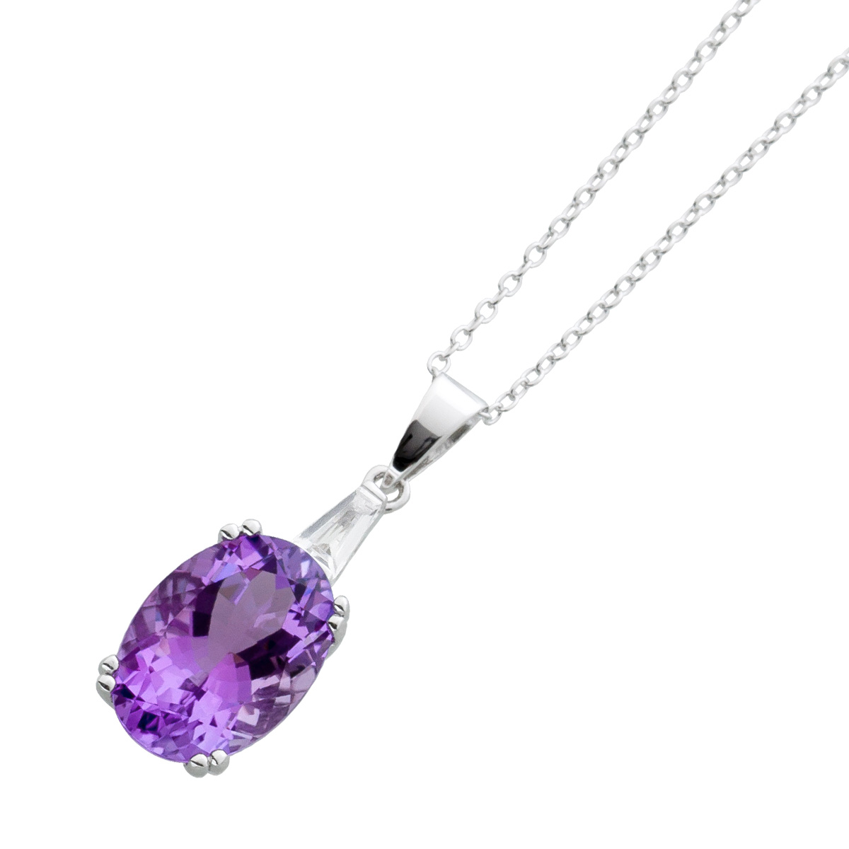 Topas Kette Sterling Silber 925 lila Amethyst Natur Edelsteine 42