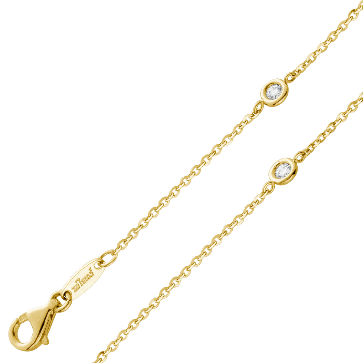 Ankerkette Gelbgold 375 9 Karat brillant funkelnde Zirkonia 42 Ankerkette Gelbgold 375 9 Karat brillant funkelnde Zirkonia 42