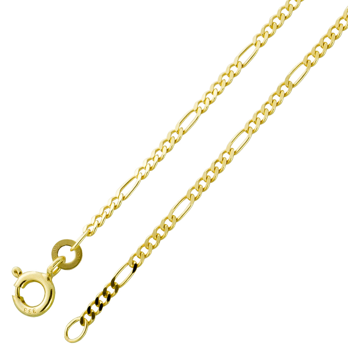 Figarokette 1,9mm Gelbgold 333 8 Karat massiv poliert UNISEX 50