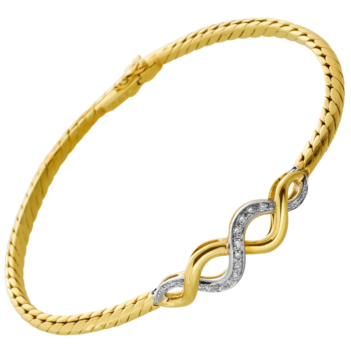 Armband Unendlichkeit Infinity Gelbgold 14 Karat Diamanten 0.30ct. 19 Armband Unendlichkeit Infinity Gelbgold 14 Karat Diamanten 0.30ct. 19