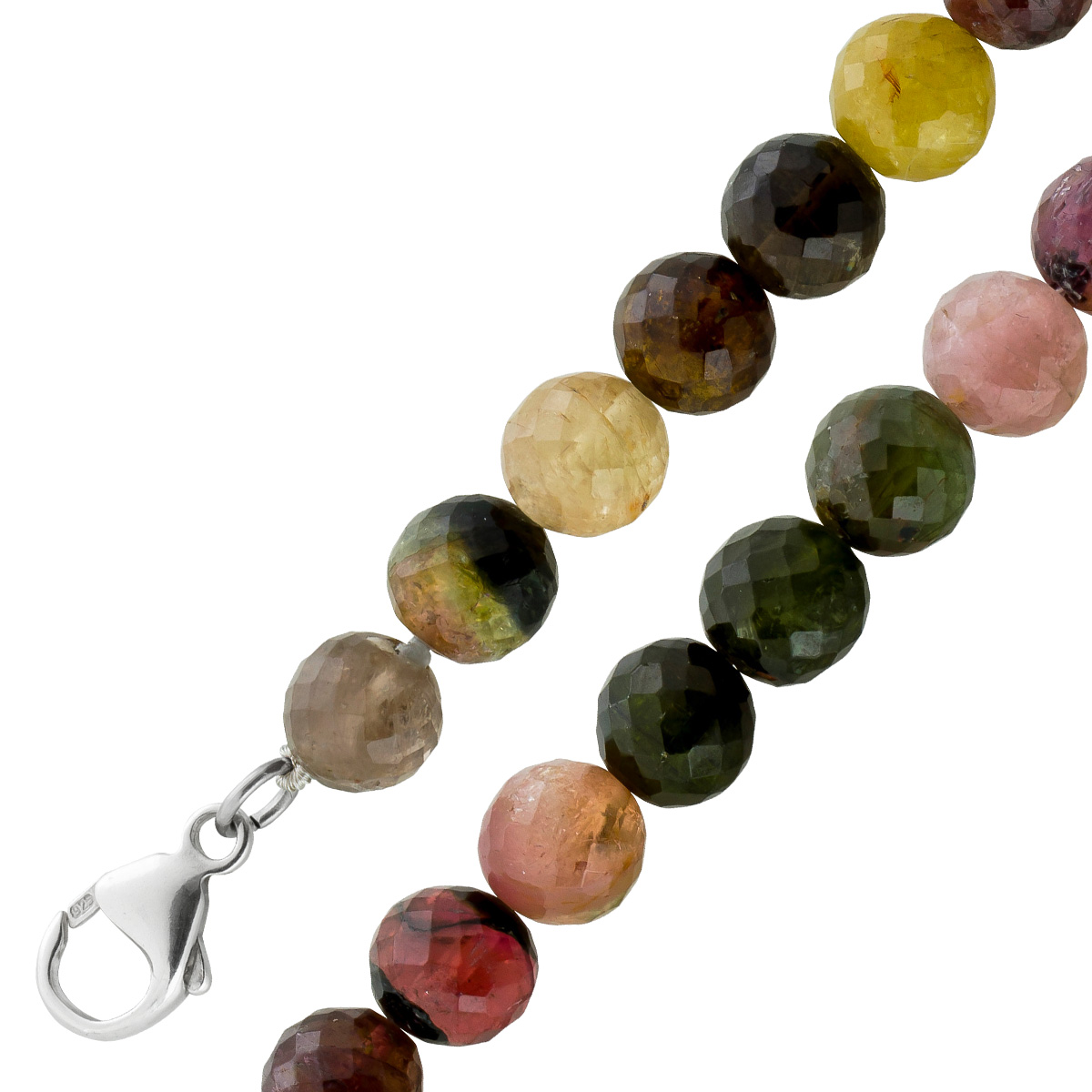 Turmalin Edelsteinkette bunte Turmaline 8mm Kugeln 41cm Karabiner 41
