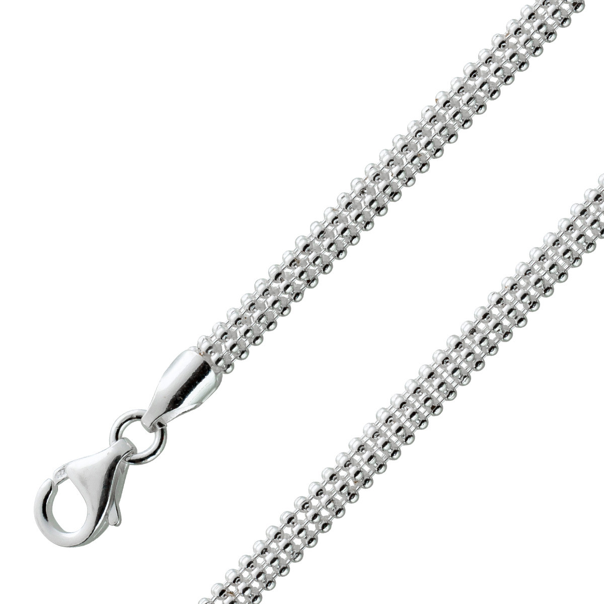 Feines abgerundetes Armband in Silber 925 rhodiniert poliert 19 Feines abgerundetes Armband in Silber 925 rhodiniert poliert 19