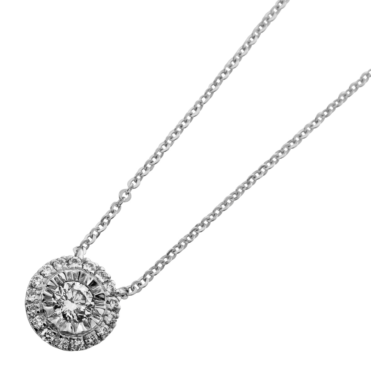 Brillantkette Platin 950 Lab Grown Halo Diamanten 0.40ct F VSI 45