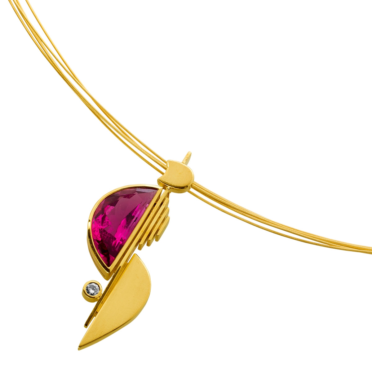 Omegareif Gold 750 18K pinker Rubellit 9.5ct Brillant 0.18ct 42